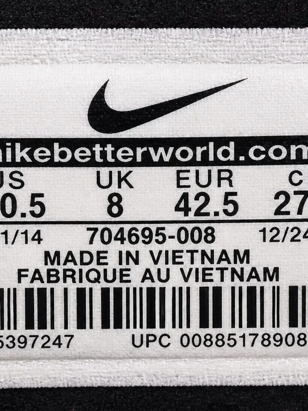 Nike Black and White Sneaker Label Detail